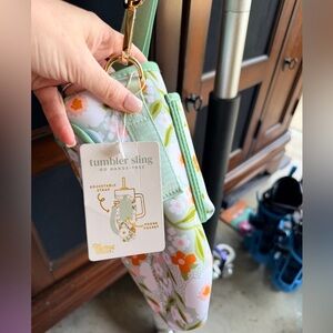 The Sling Sisters Floral Crossbody Bag - Green and White